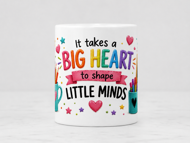 Big Heart teacher center of mug